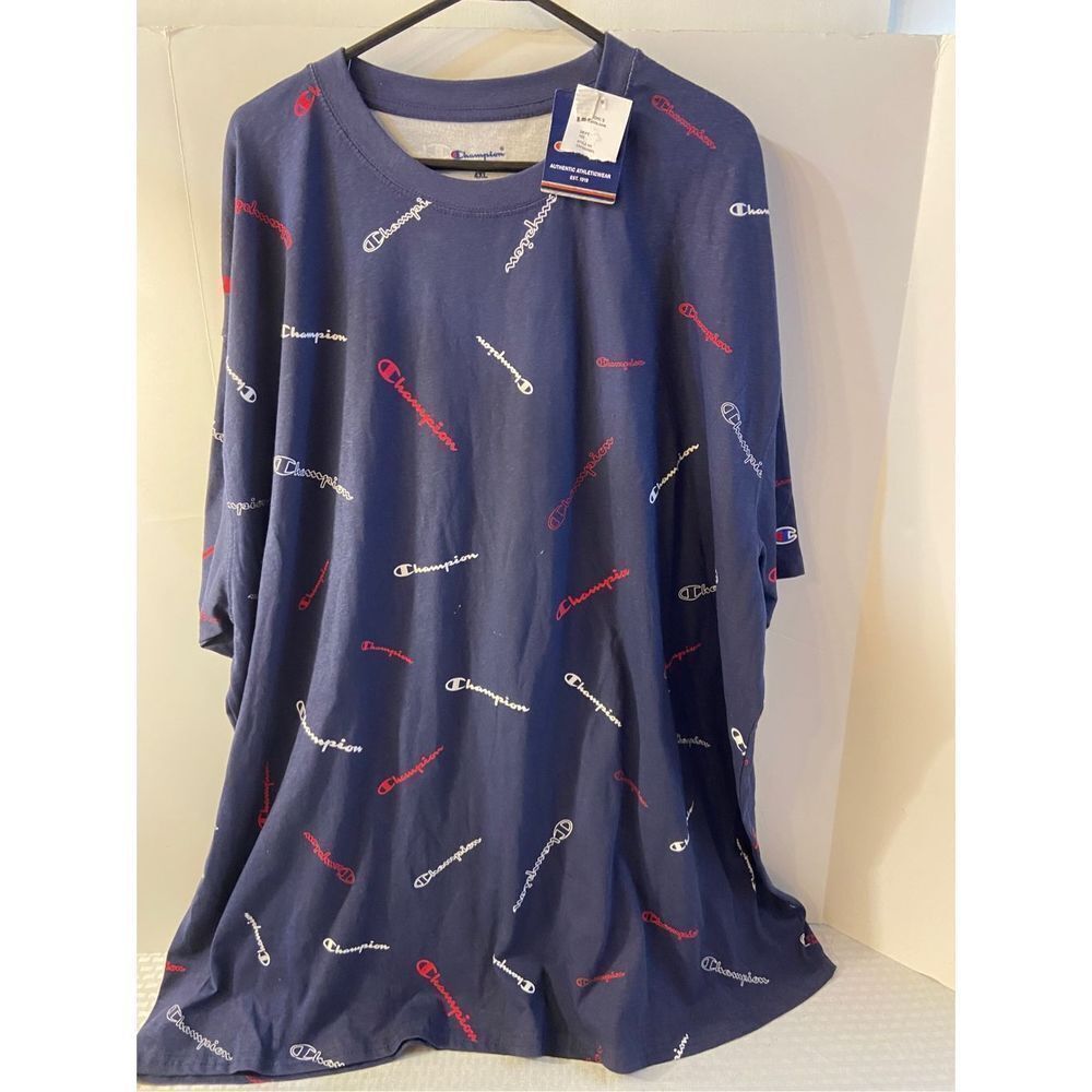 Champion shirt Big Mens 4x navy‎ spell out rn#135969 new